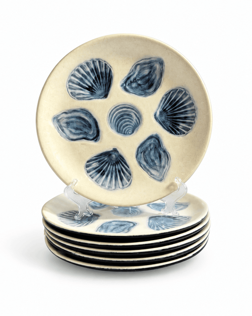 Elchinger stijl set van 6 vintage Franse oesterborden