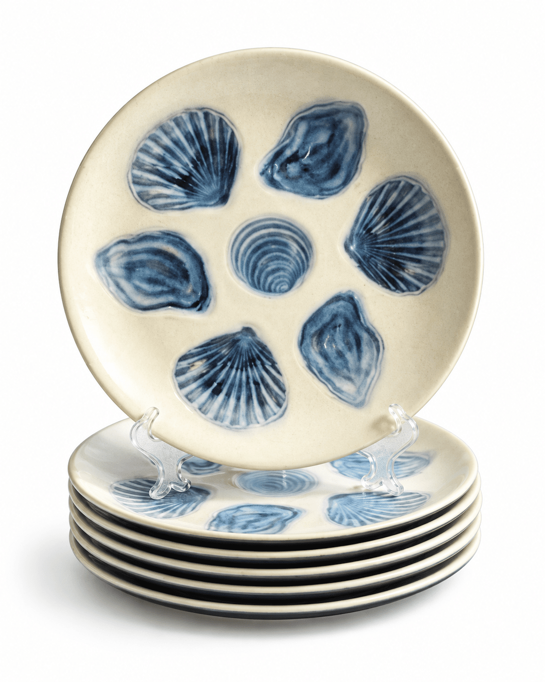 Elchinger stijl set van 6 vintage Franse oesterborden