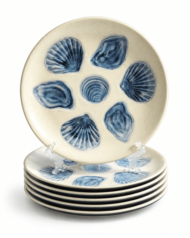 Elchinger stijl set van 6 vintage Franse oesterborden