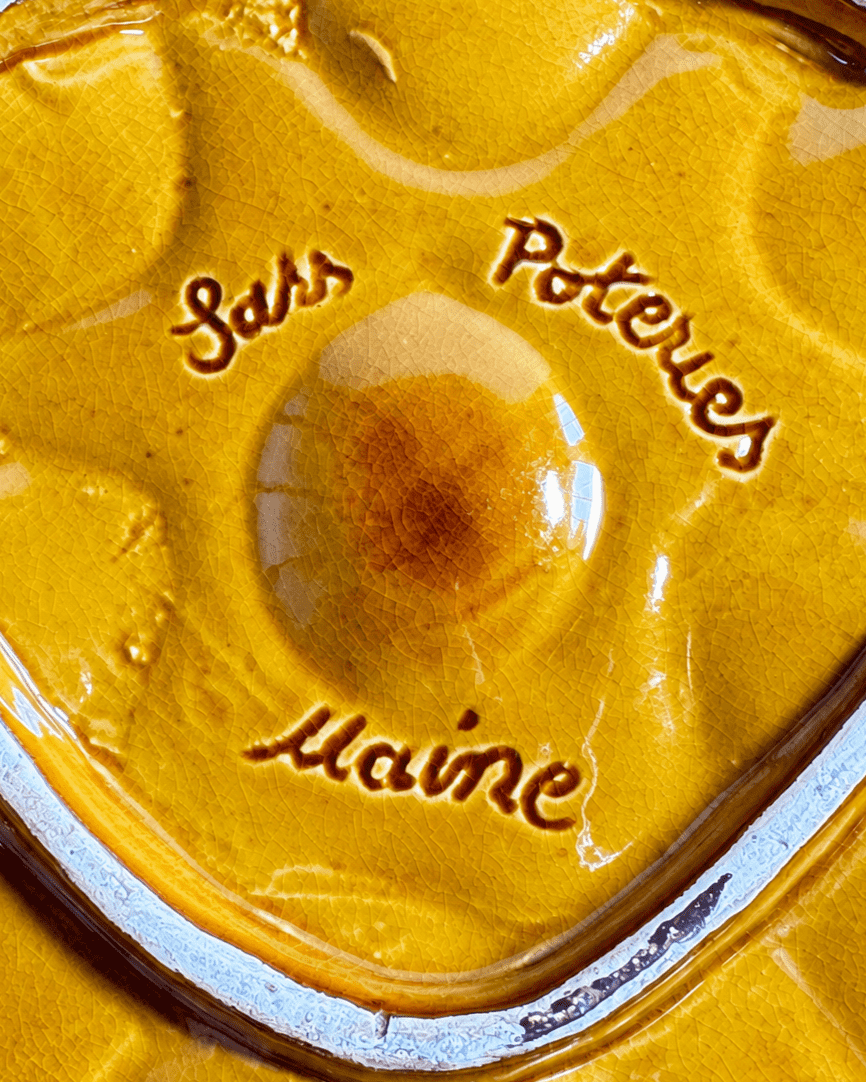 Sars-Poteries Maine vintage barbotine oesterborden set van 5