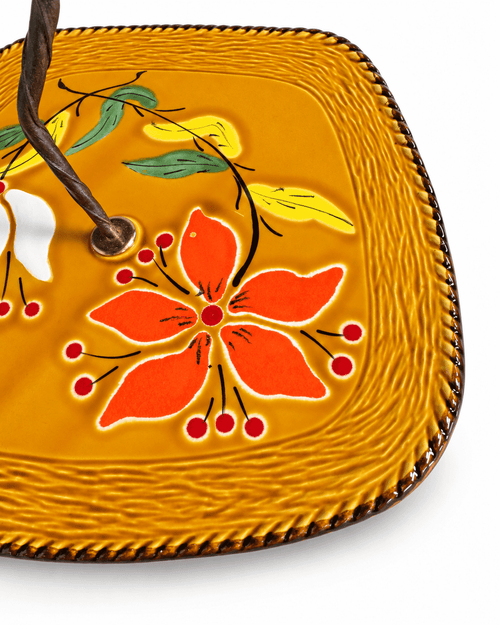 Poët-Laval vintage kaasplateau of serveerschaal met bloemendecor