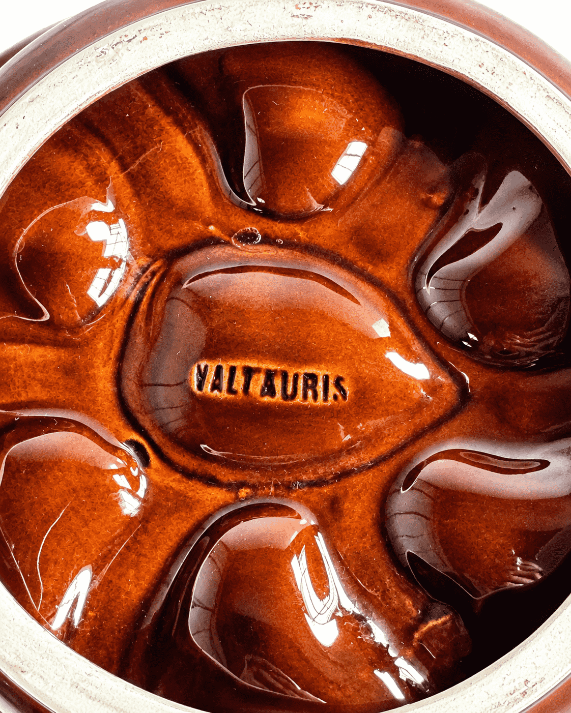 Vallauris vintage oesterborden fat lava bruin rood