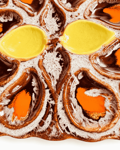 Vallauris vintage oesterschaal Fat Lava  voor 12 oesters