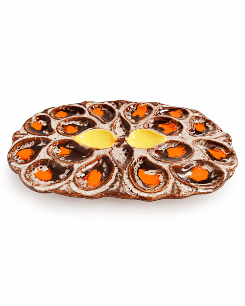 Vallauris vintage oesterschaal Fat Lava  voor 12 oesters