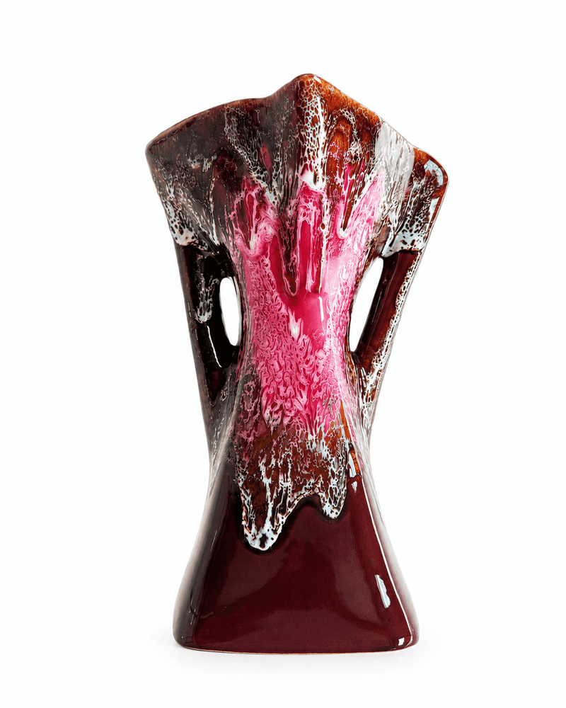 Vallauris vintage vaas fat lava roze bruin