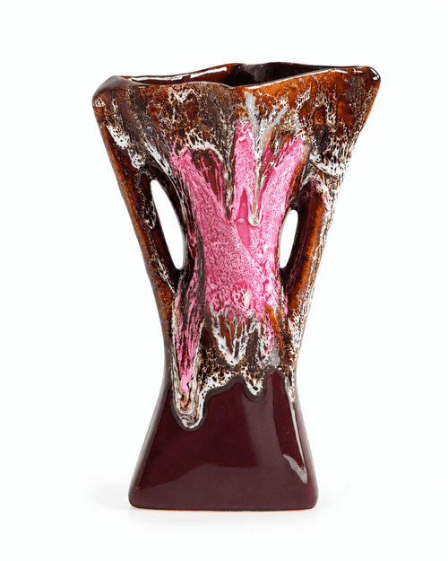 Vallauris vintage vaas fat lava roze bruin