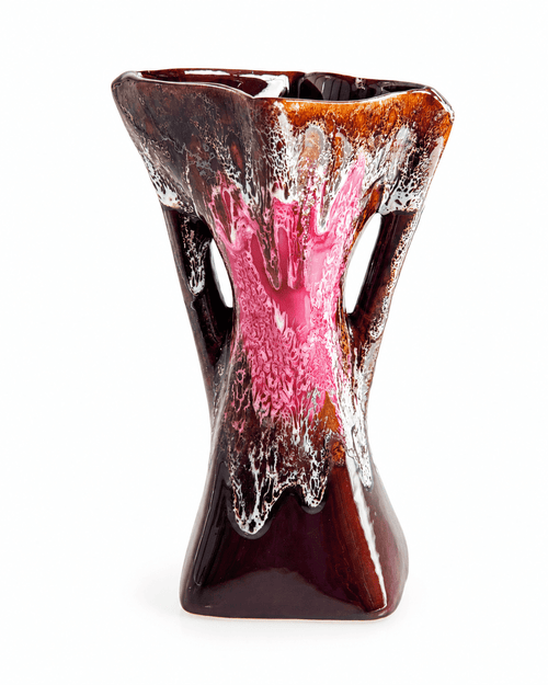 Vallauris vintage vaas fat lava roze bruin