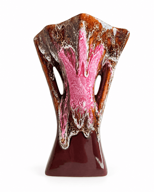 Vallauris vintage vaas fat lava roze bruin